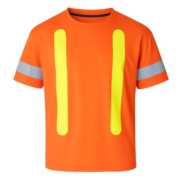 Retro Safety Cotton Short Sleeve Tee With Reflective Arm Striping Thumbnail