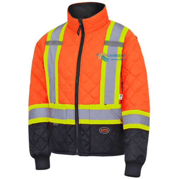 Embroidered Hi-viz Orange Quilted Freezer/Safety Jacket  Thumbnail