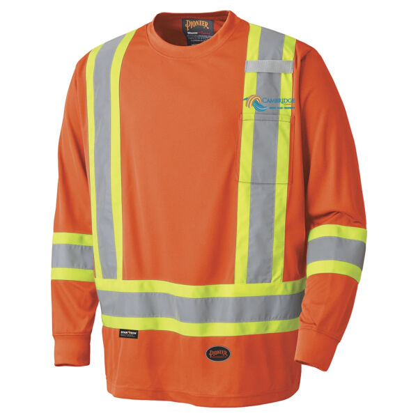 Embroidered Hi-Viz Safety Long-Sleeved Shirt: Bird's-Eye Poly  Thumbnail