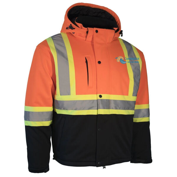 Embroidered Hi Vis Softshell Winter Safety Jacket Orange Thumbnail