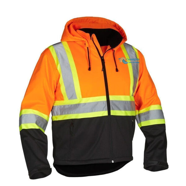 Embroidered Hi Vis Softshell Orange Safety Jacket  Thumbnail